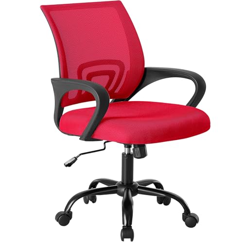 OLIXIS Home Office Chair, Mesh Desk Chair, Ergonomic Lumbar Support | Storage Back Rocking Mode, Height Adjustable Fixed Armrest, 360 Swivel Computer Gaming Conference, Red - color: Red, size: 1 Pack