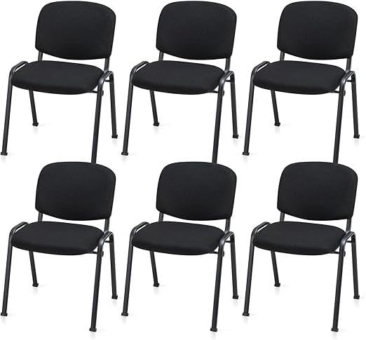 HAPPYGRILL Waiting Room Chairs, Stackable Conference Chairs with Metal Frame, Padded Cushion,Ergonomic Design, Guest Reception Chairs Set for Office, Reception Room, Conference Room, Events (6-Pack) - size: 6-Pack