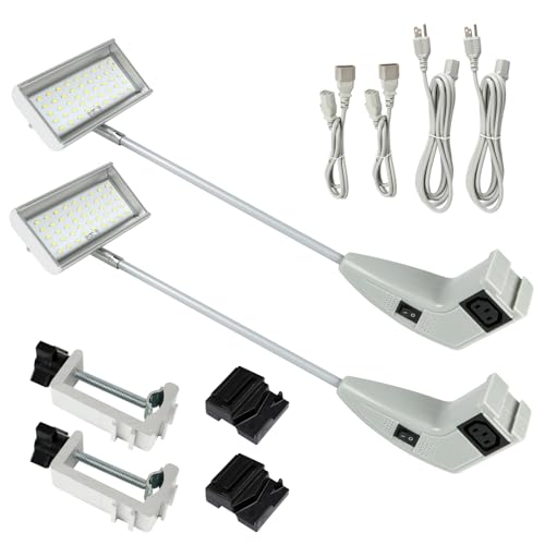 Trade Show Lights LED Display and Exhibit Arm Lighting, Connectable Tradeshow Lights Included Clamps, Mounting Brackets, Power Cables, Connect Cables (2pcs Grey) - color: Gray