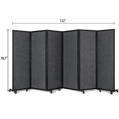 Room Partition, 12'7"L* 6'7"H,6 Panel,Grey - color: Grey, size: 151"(L)*78.7"(H)