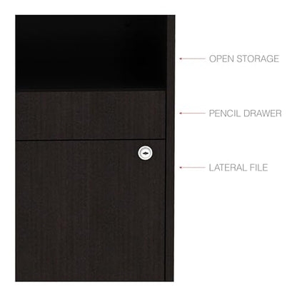 Alera Alera Open Office Desk Series Low File Cabinet Credenza, 2-Drawer: Pencil/File,Legal/Letter,1 Shelf,Espresso,29.5x19.13x22.88