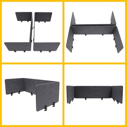 Desk Dividers, Clamp-On Mounted Acoustic Tabletop Privacy Screen - Reduce Noise & Visual Distraction, Polyester Fiber Office Cubicle Public Place Partition, 2x47.25" & 4x23.6" Panels, Anthracite Grey - color: Anthracite Grey, size: 2x47.25"+4x23.6"