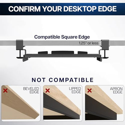 VIVO Small Keyboard Tray, Under Desk Pull Out with Extra Sturdy C Clamp Mount System, 20 Inches (26 Inches Including The Clamps) x 11 Inches Slide-Out Platform Computer Drawer for Typing, Black, | Keyboard Tray for Typing, Slide Out Platform, Extra Sturdy