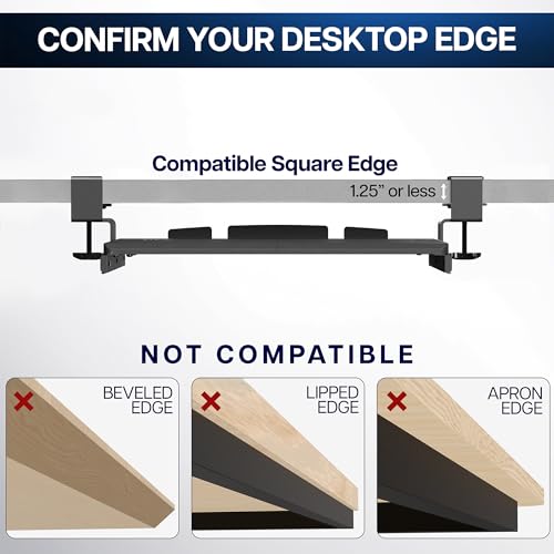 VIVO Small Keyboard Tray, Under Desk Pull Out with Extra Sturdy C Clamp Mount System, 20 Inches (26 Inches Including The Clamps) x 11 Inches Slide-Out Platform Computer Drawer for Typing, Black, | Keyboard Tray for Typing, Slide Out Platform, Extra Sturdy