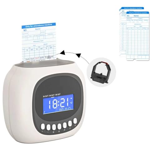 Time Clocks for Employees Small Business, Auto-Align Time Clock, 6 Punches per Day Time Machine | Clock in Machine for Employees with 50 Time Cards and 1 Ink Ribbon(Inside) - color: Grey With 50 Cards