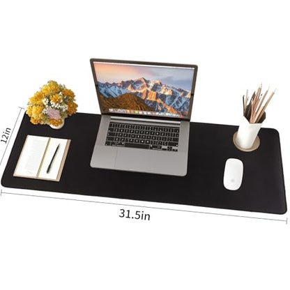 Gaming Mouse Pad for Desk Large MousePad Gaming with Superior Micro-Weave Cloth, Extended Mousepad with Stitched Edges, Non-Slip Base, Water Resist Keyboard Pad for Office & Home, 31.5 x 12 in, Black