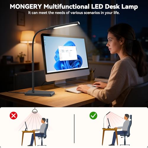 LED Desk Lamp, Eye-Caring Table Lights for Home Office - color: Black