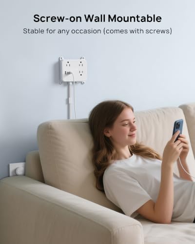 TROND Flat Power Strip with 360° Rotating Plug - size: 5FT