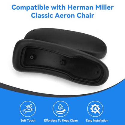 Chair Armrest Replacement for Herman Miller Classic Aeron Chair - Office Chair Arm Pads Replacement Black-1 Pair