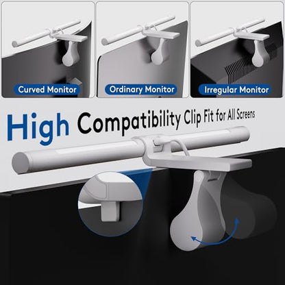 Quntis White Monitor Light Bar with Backlight, Desk Light with Remote | Eye-Care No Glare, Space Saving, Stepless Dimming, Computer Light Bar for Home Office Curved Monitors Gaming Reading Study - color: White