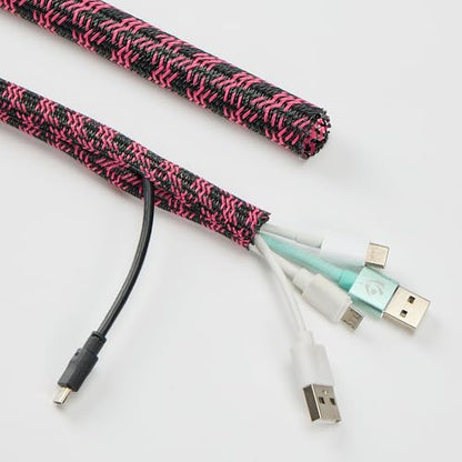 Cable Sleeve 3/4 Inch x 50FT Self-Wrapping Wire Loom - color: Black pink, size: 3/4"-50ft