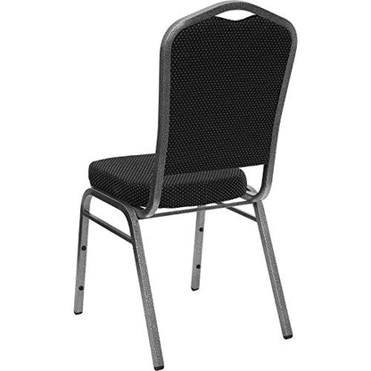 Flash Furniture Hercules Fabric Crown Back Stackable Banquet Chair, Silver | Silver Vein Frame, Fabric Upholstery - color: Black Dot Patterned Fabric/Silver Vein Frame, size: Set of 1