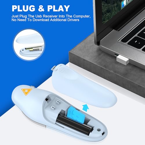 QUI 2 Pack Wireless Presenter PowerPoint Clicker, USB, Blue | RF 2.4G USB Presentation Clicker,Support PowerPoint, Google Slides, Keynote, Compatible with Windows & Mac - color: Blue, style: USB