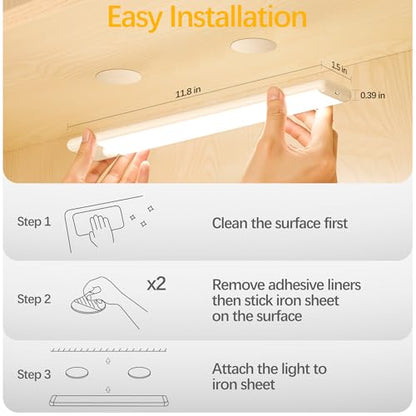 11.8 inch Motion Sensor Under Cabinet Light, 5-Pack, Warm White | Dimmable, Rechargeable, Magnetic Closet Light, Wireless Under Counter Lighting, USB Cable Included - color: Warm White, size: 11.8 inch