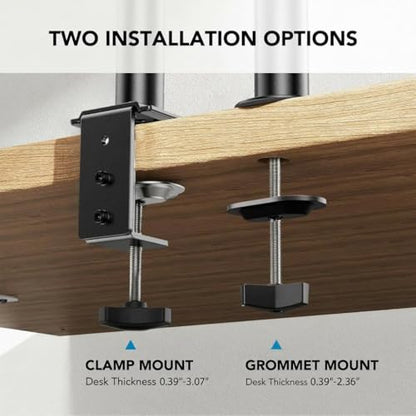 HUANUO Adjustable Monitor Arm with Laptop Tray, Single Desk Mount for 13-32" VESA Monitors up to 22 lbs, 14" x 12" Laptop Tray