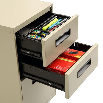 Alera PA53-2820PY Three-Drawer Metal Pedestal File 16w x 19-1/2d x 28-1/2h Putty
