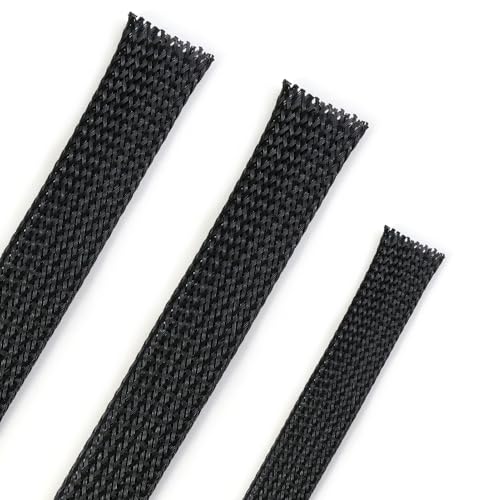 25ft PET Expandable Braided Cable Sleeve 1/4inch(6mm) Pet Braided Cable Sleeve for Audio Video Device Wire Automotive Wire (Black) - color: Black, size: 6mm"(1/4 inch)