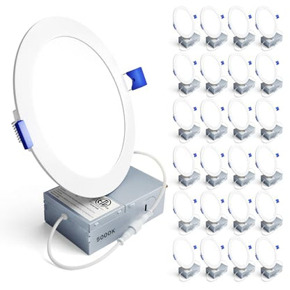 Ensenior 24 Pack 6 Inch LED Recessed Light, 5000K Dimmable Canless Wafer - color: 5000k - Daylight, size: 6 Inch
