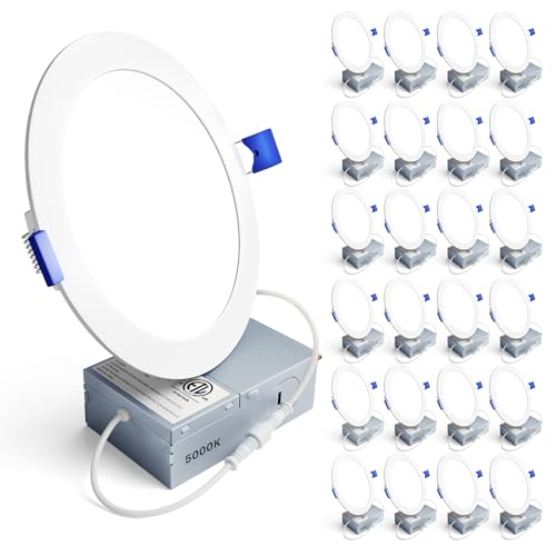 Ensenior 24 Pack 6 Inch LED Recessed Light, 5000K Dimmable Canless Wafer - color: 5000k - Daylight, size: 6 Inch