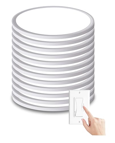 12Pack 12 Inch Dimmable LED Flush Mount Ceiling Light Panel,24W 2520LM,2700K-6000K Adjustable Color,Ultra Thin Round White Ceiling Light Fixture for Hallway Kitchen Bedroom Home Office - color: White, size: 12 Inch 12PK Dimmable