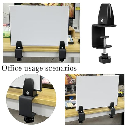 4-Pack Sneeze Guard Clamps for 1/8"" to 1"" Thick Panels, Adjustable Desk Partition Clips, Easy-to-Install Desk Privacy Panel Clips, Ideal for Office and Home Use, Black, 8HY-I0K-JXP340 - color: Black