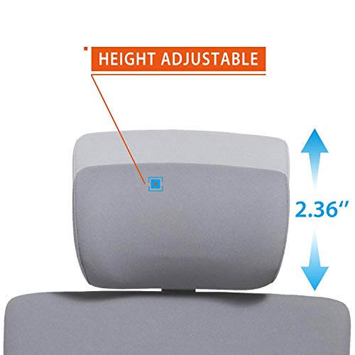 CLATINA Adjustable Height Upholstered Headrest for 247 Series Ergonomic High Swivel Executive Chair (Grey) - color: Grey