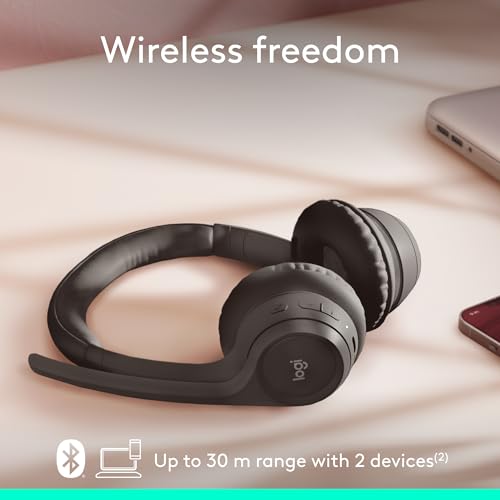 Logitech Zone 300 Wireless Bluetooth Headset with Noise-Canceling Microphone, Compatible with Windows, Mac, Chrome, Linux, iOS, iPadOS, Android – Graphite (Renewed) - color: Graphite