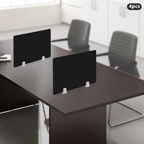 4PCS Desk Dividers Office Partitions, Privacy Desk Panel Protective, Acrylic Plexiglass Shield with Clamps for Offices Schools Call Centers - 23.6”L X15.8”W - color: Black