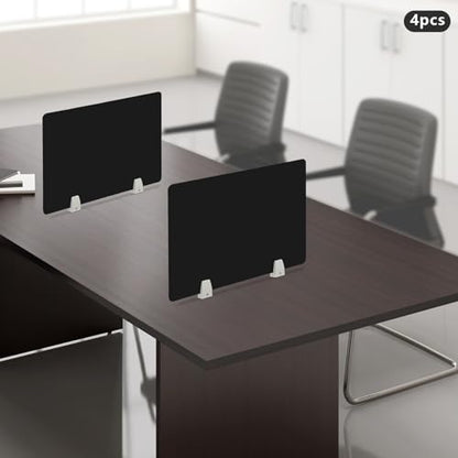 4PCS Desk Dividers Office Partitions, Privacy Desk Panel Protective, Acrylic Plexiglass Shield with Clamps for Offices Schools Call Centers - 23.6”L X15.8”W - color: Black