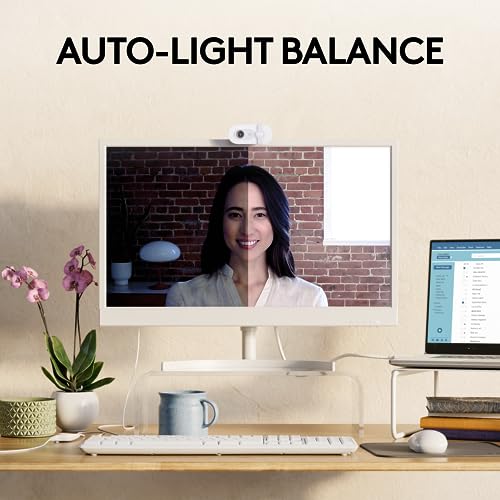 Logitech Brio 100 Full HD 1080p Webcam for Meetings and Streaming, Auto-Light Balance, Built-in Mic, Privacy Shutter, USB-A, for Microsoft Teams, Google Meet, Zoom and More - Off White (Renewed)