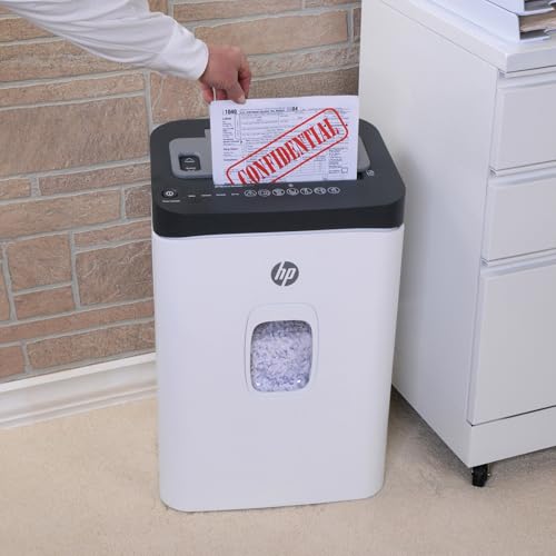 HP - Micro Cut Paper Shredder, 12-Sheet Manual, 150-Sheet Auto Feed | Micro Cut High Security Shredding, Auto Feed And Manual Capacity, Continuous Performance, Large Capacity, Rolling Casters - size: 150 Sheet