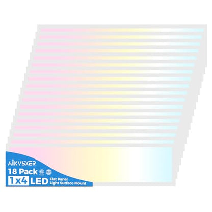 AIKVSXER 18 Pack 1x4 LED Flat Panel Light Surface Mount White, 5500LM 50W - color: White, size: 1x4FT 18PACK