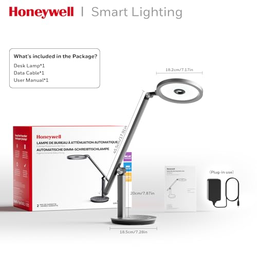 Honeywell H6 Desk Lamp for Home Office, Dimmable Reading Table Light, Gray - color: Gray