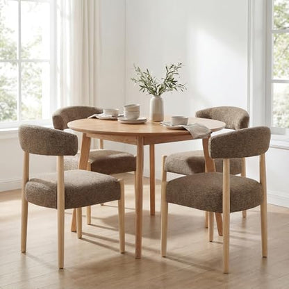VKNOW Wooden Dining Chairs Set of 6 with Rubberwood Legs, Curved Backrest - color: Dark Brown, size: Set of 6