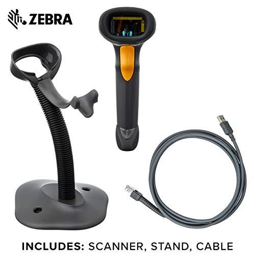 Symbol Zebra LS2208 Series Corded Handheld Standard Range Laser Scanner Kit with Gooseneck Stand and Cable Twilight Black LS2208-SR20007R-NA - style: 1D Only (Wired)