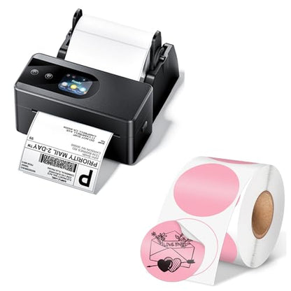 Phomemo Thermal Label Printer Upgraded with Touchable Screen, Shipping Label Printer for Small Business, 4x6 Wireless Thermal Label Printers for Shipping Package, with 750 Labels, Pink