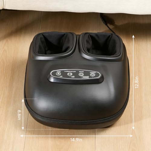 LINGTENG Foot Massager, Heated Foot Massager (Agate Black) | Deep Kneading-Detachable Washable-Home Office Underdesk-Men Women Parent Senior-Birthday Anniversary Christmas Valentine Gift - color: Agate Black