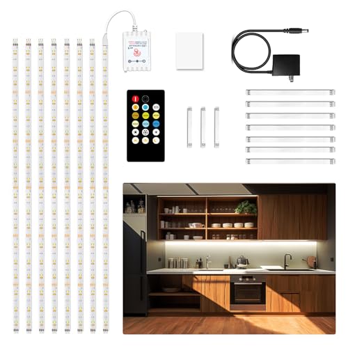 DAYBETTER 8 PCS Under Cabinet Lighting Kit, Bright Under Cabinet Lights, Flexible Led Strip Lights with Remote, for Kitchen Cabinets Shelf Desk Counter, 2700K-6500K Warm to Daylight White, 13.2ft - size: 13.2ft