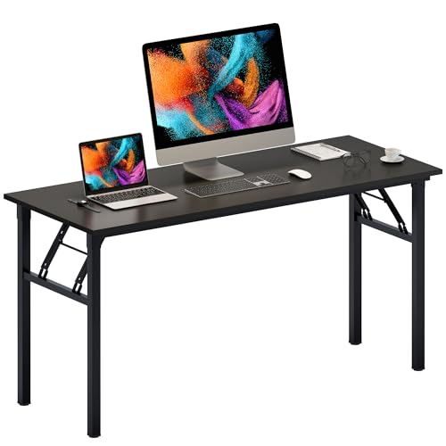 Need Home Office Desk - 60 Inches Large Computer Desk Sturdy Black Table Foldable Desk Gaming Computer Table No Assembly Required AC5CB 60 inch | Black Frame Writing Gaming Work Table/Foldable Home Office Desk/Sewing Table, No Assembly Required - color: B