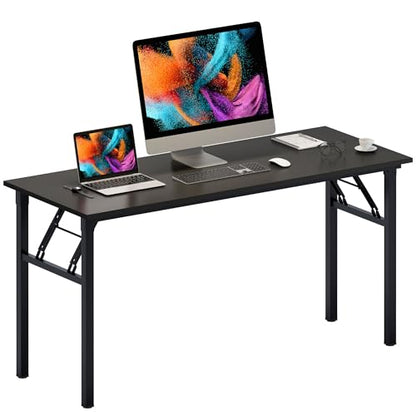 Need Home Office Desk - 60 Inches Large Computer Desk Sturdy Black Table Foldable Desk Gaming Computer Table No Assembly Required AC5CB 60 inch | Black Frame Writing Gaming Work Table/Foldable Home Office Desk/Sewing Table, No Assembly Required - color: B