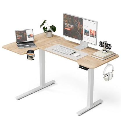 Acrolix L Shaped Electric Standing Desk, 51x31.5 Inch Reversible, Oak - color: Oak, size: 51