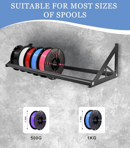 2 Tier Wall Mount Filament Storage Rack Holds 20 Rolls 1KG 3D Printer Spool | Holds 18+ Spools, 50LBS Load/Shelf, 22mm Heavy Pipe, Fits Small Print Farms, Assembles in 15 Mins, Versatile Storage Use - color: Small