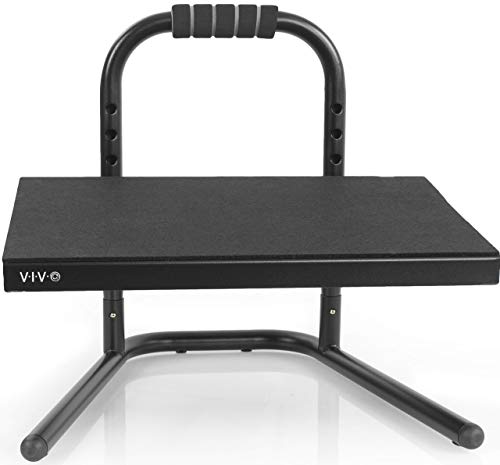 VIVO Ergonomic Height Adjustable Foot Rest Relief Platform, Elevated Stool for Comfortable Sit to Stand Workstation, Non-Slip Surface, Portable, Home Office Classroom Use, Black, STAND-FT01 - color: Black