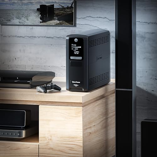 CyberPower CP1500GAVR Line‑Interactive UPS Battery Backup | 1500VA/900W, AVR, 10 Outlets, LCD Display, Mini-Tower, UL Certified - size: 1500VA