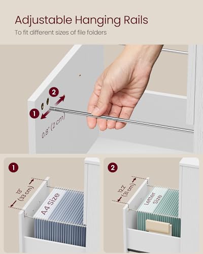 VASAGLE 2-Drawer File Cabinet, Small Rolling Filing Cabinet - color: Snow White, style: Classic
