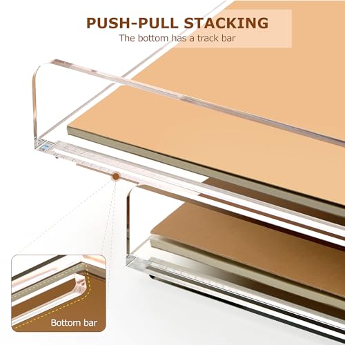 SANRUI 2 Tier Acrylic Stackable Paper Letter Tray, Vertical A4 File Desk Organizer and Accessories Sorter Tray, Clear Workspace Office Supplies Organizers, 12inx9.25inx3.42in - style: Vertical Thin 2 Tier Trays