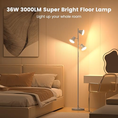 SIBRILLE 36W LED Tree Floor Lamp with Remote for Living Room Bedroom - color: Silver Gray