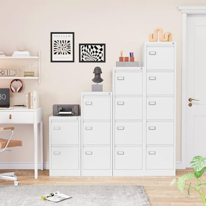 SISESOL 5 Drawer File Cabinet with Lock,White Narrow Vertical File Cabinet Five Drawer,Tall Office Filing Cabinets,Metal Filing Cabinets for Home Office,Fit A4,Legal,Letter Size,-Assembly Required - color: White, style: 5 Drawer