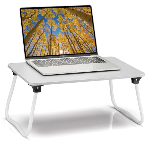Ruxury Foldable Lap Desk Laptop Stand Bed Desk Table Tray, Breakfast Serving Tray, Portable & Lightweight Mini Table, Lap Tablet Desk for Sofa Couch Floor - White - color: White