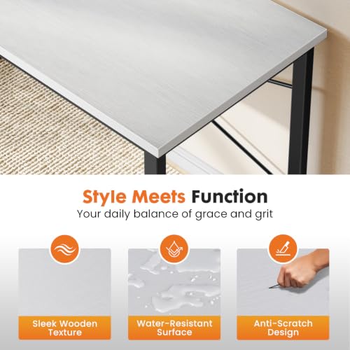 Sweetcrispy 32-Inch Small Computer Desk for Bedroom, Modern White - color: White Black, size: 32-Inch